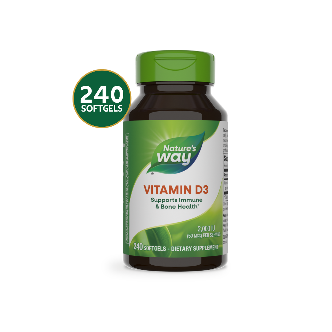 Nature's Way Vitamina D3 2.000 IU | 240 Softgels · Salud Ósea, Inmune y Ánimo