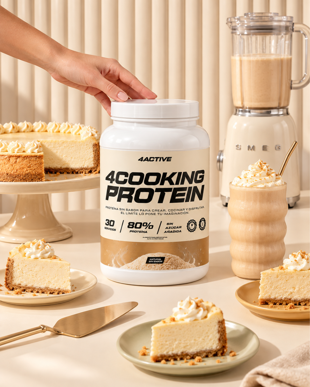 4Active 4Cooking Protein 30 Servicios | 80% Proteína Sin Sabor para Cocinar