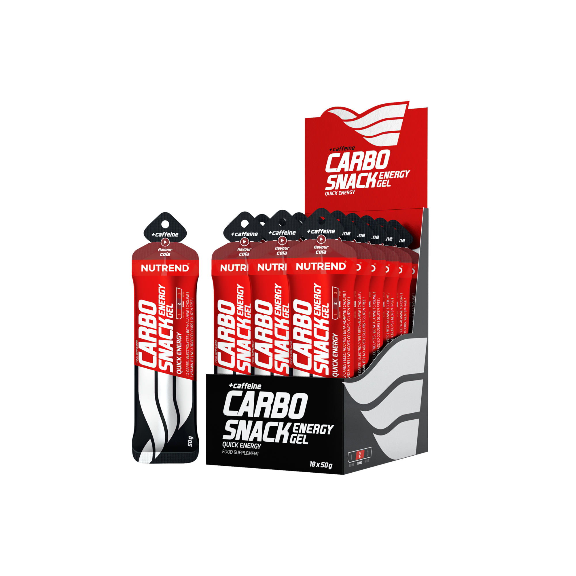 Carbo Snack Gel Energy con Cafeína NUTREND (caja 18 unidades)