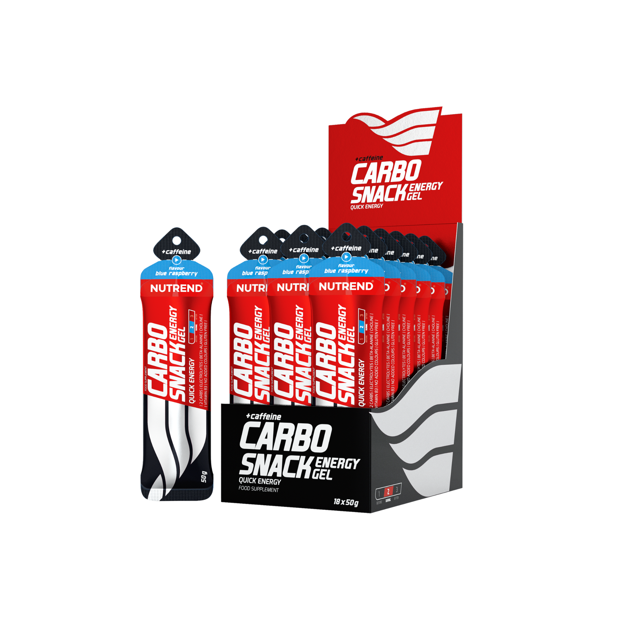 Carbo Snack Gel Energy con Cafeína NUTREND (caja 18 unidades)