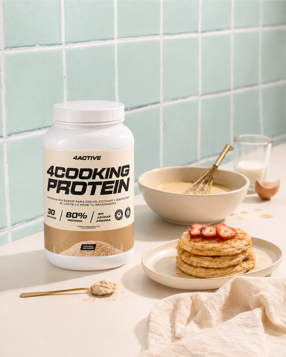 4Active 4Cooking Protein 30 Servicios | 80% Proteína Sin Sabor para Cocinar
