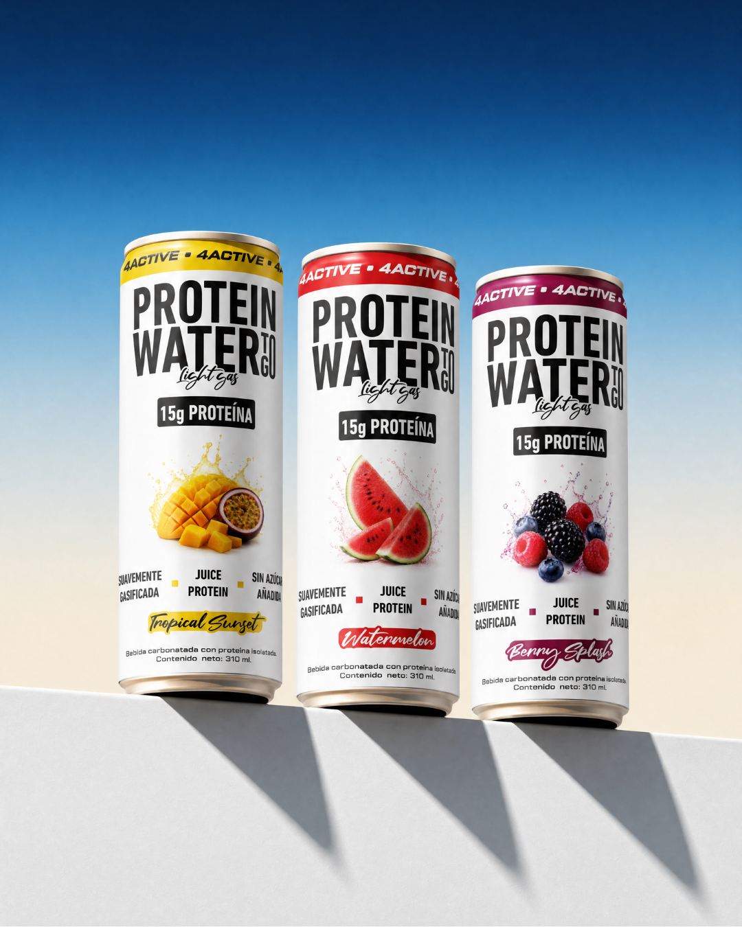 4Active Protein Water To Go Light Gas 15g Proteína 310 ml | Bebida Proteica