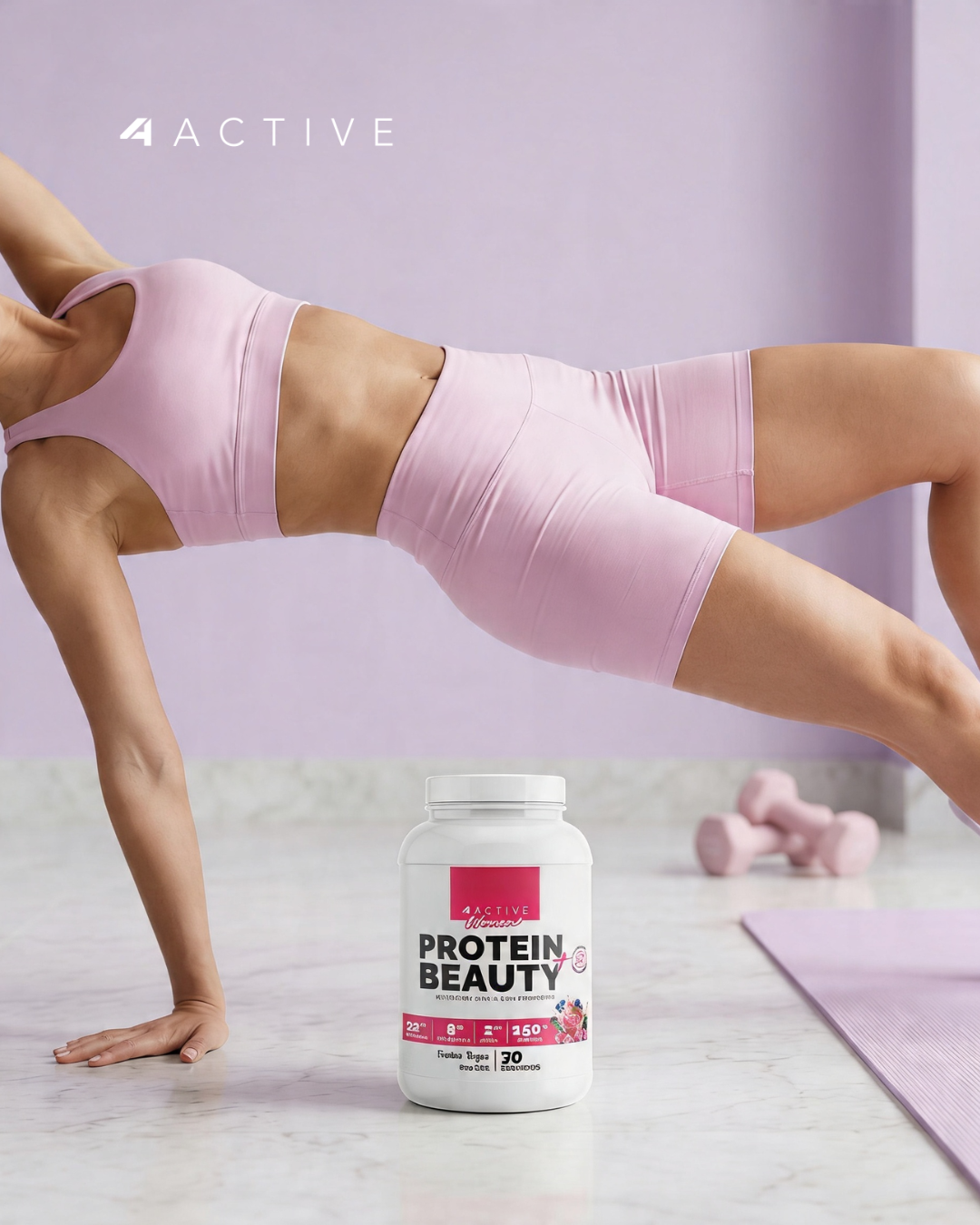 4Active Women Protein Beauty | 30 Servicios · 22g Proteína + 8g Colágeno + 2g Fibra + Biotina