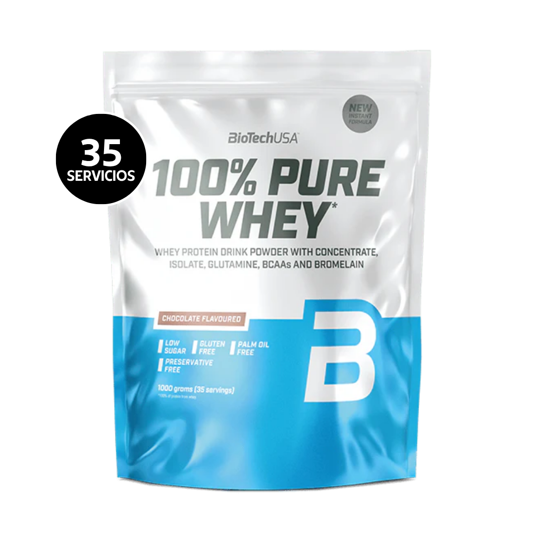 BioTechUSA 100% Pure Whey 1000 g | 35 Servicios · Proteína Whey para Desarrollo y Recuperación Muscular