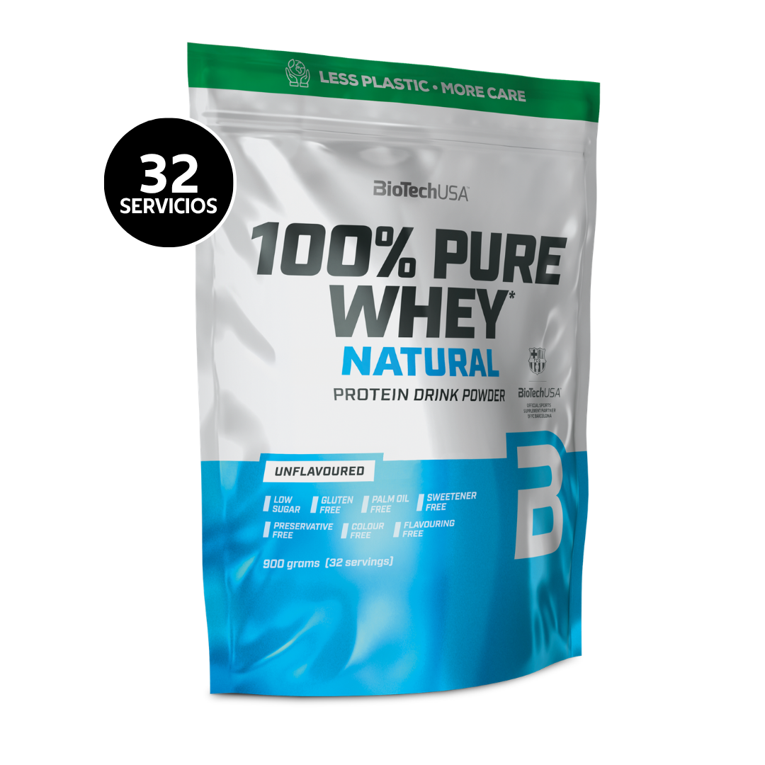 BioTechUSA 100% Pure Whey 900 g | 32 Servicios · Proteína Whey · Recuperación Muscular