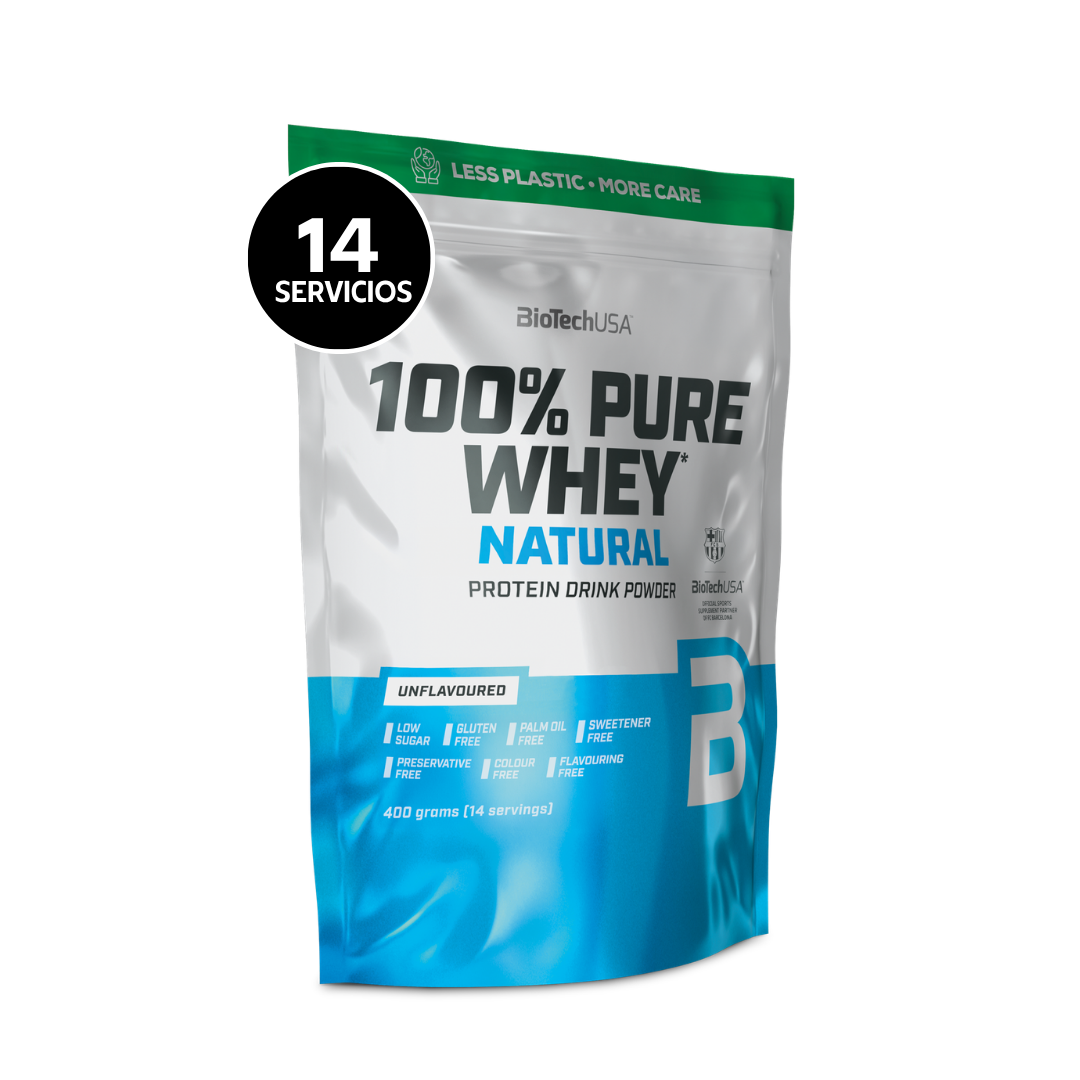 BioTechUSA 100% Pure Whey Natural 400g Sin Sabor | Proteína de Suero de Leche