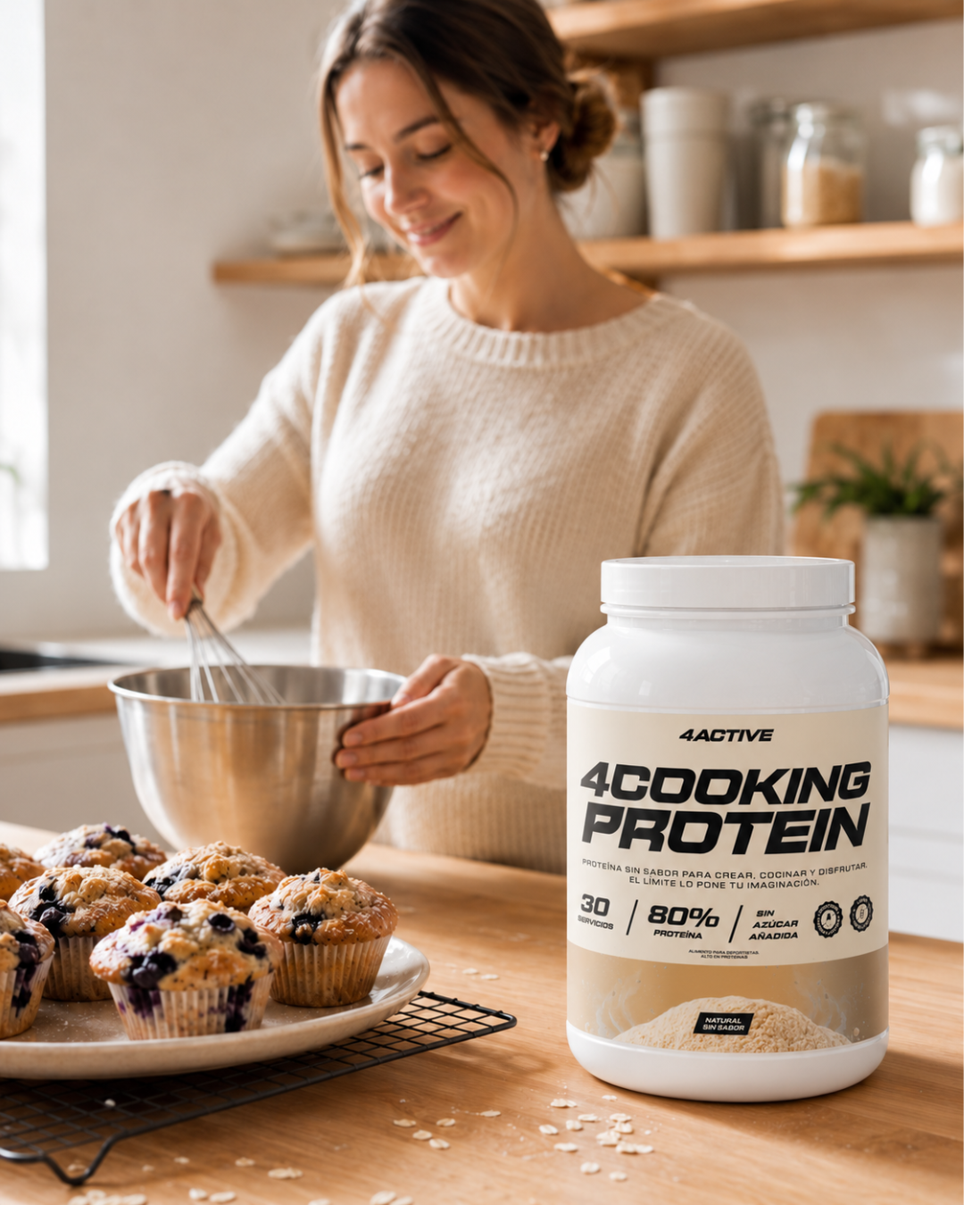 4Active 4Cooking Protein 30 Servicios | 80% Proteína Sin Sabor para Cocinar