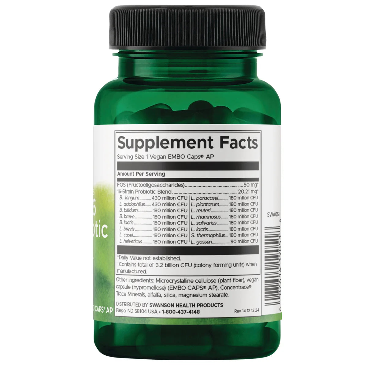 Swanson Probiótico Ultimate 16 Cepas 3.2 Billion CFU | 60 Cápsulas · Salud Intestinal