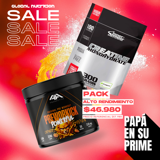 Pack #3 ALTO RENDIMIENTO (Preworkick 4Active + Inner Armour Creatina Creapure 300Grs)