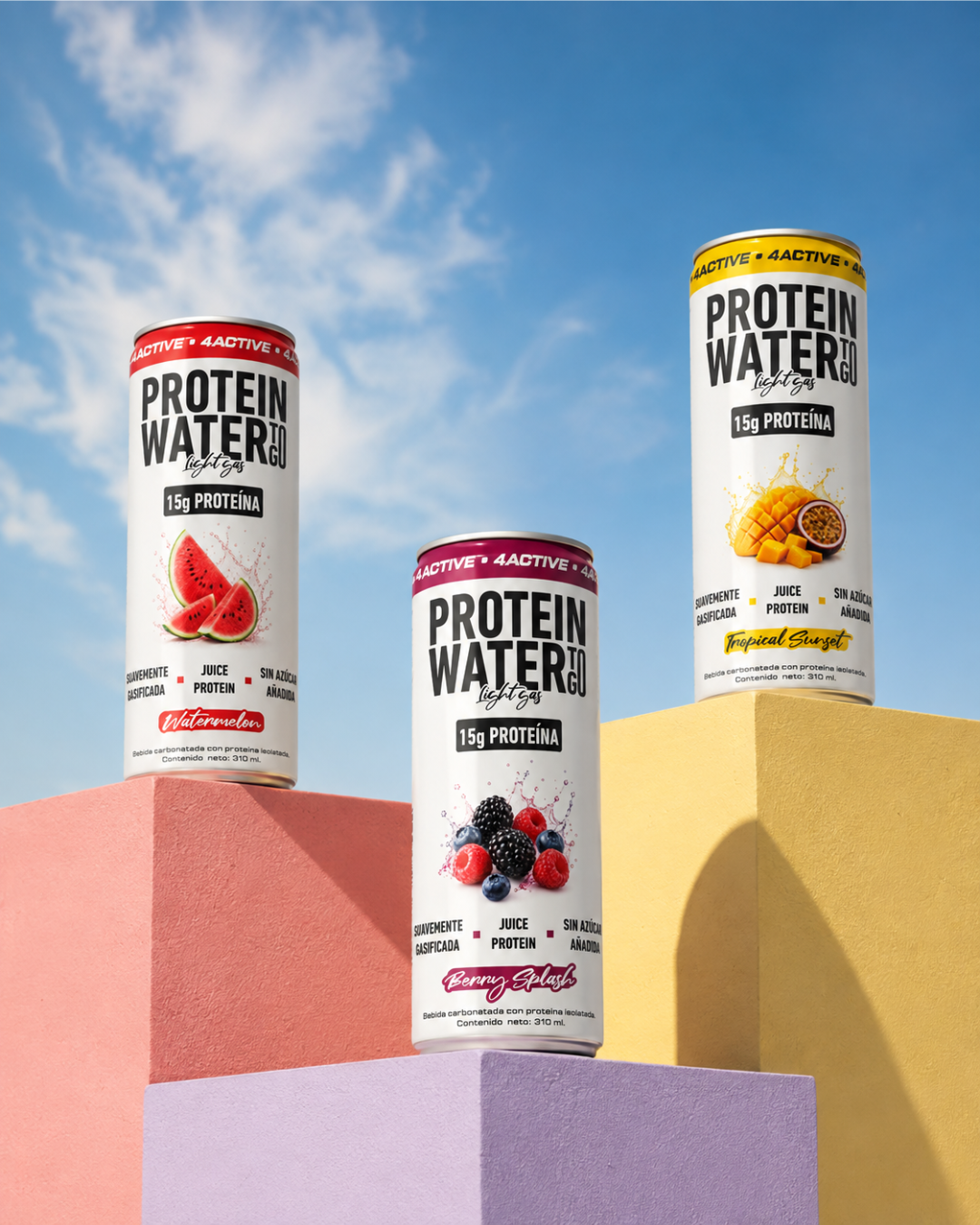 4Active Protein Water To Go Light Gas 15g Proteína 310 ml | Bebida Proteica