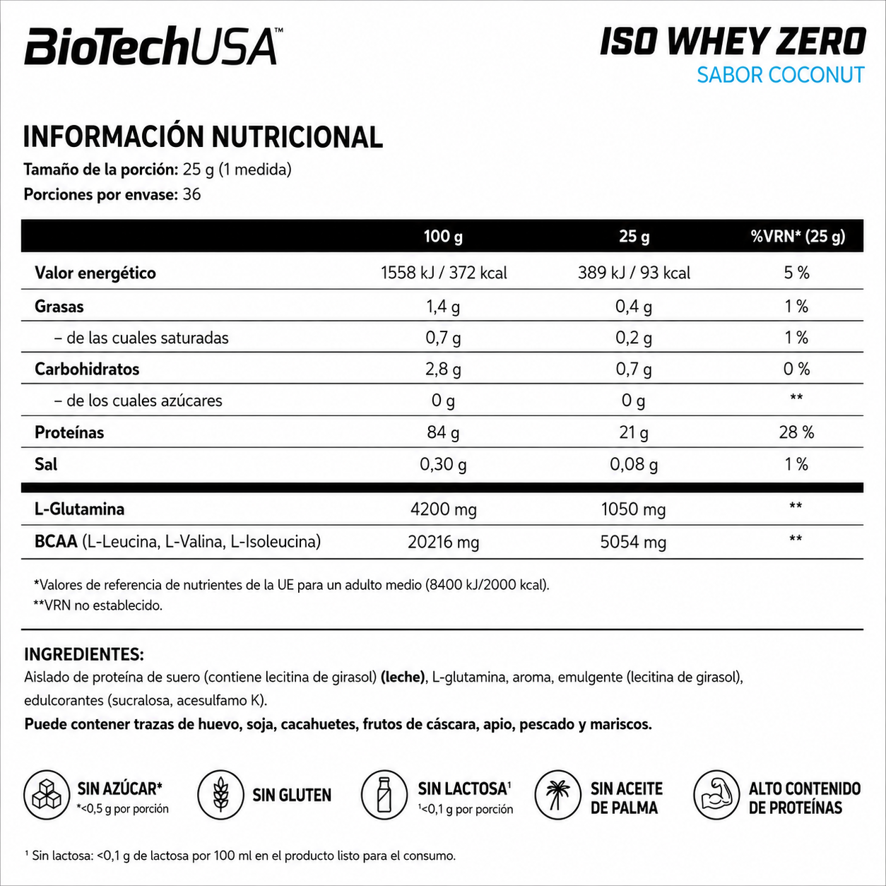 BioTechUSA Iso Whey Zero 908 g | 36 Servicios · Whey Isolate · Sin Azúcar y Gluten