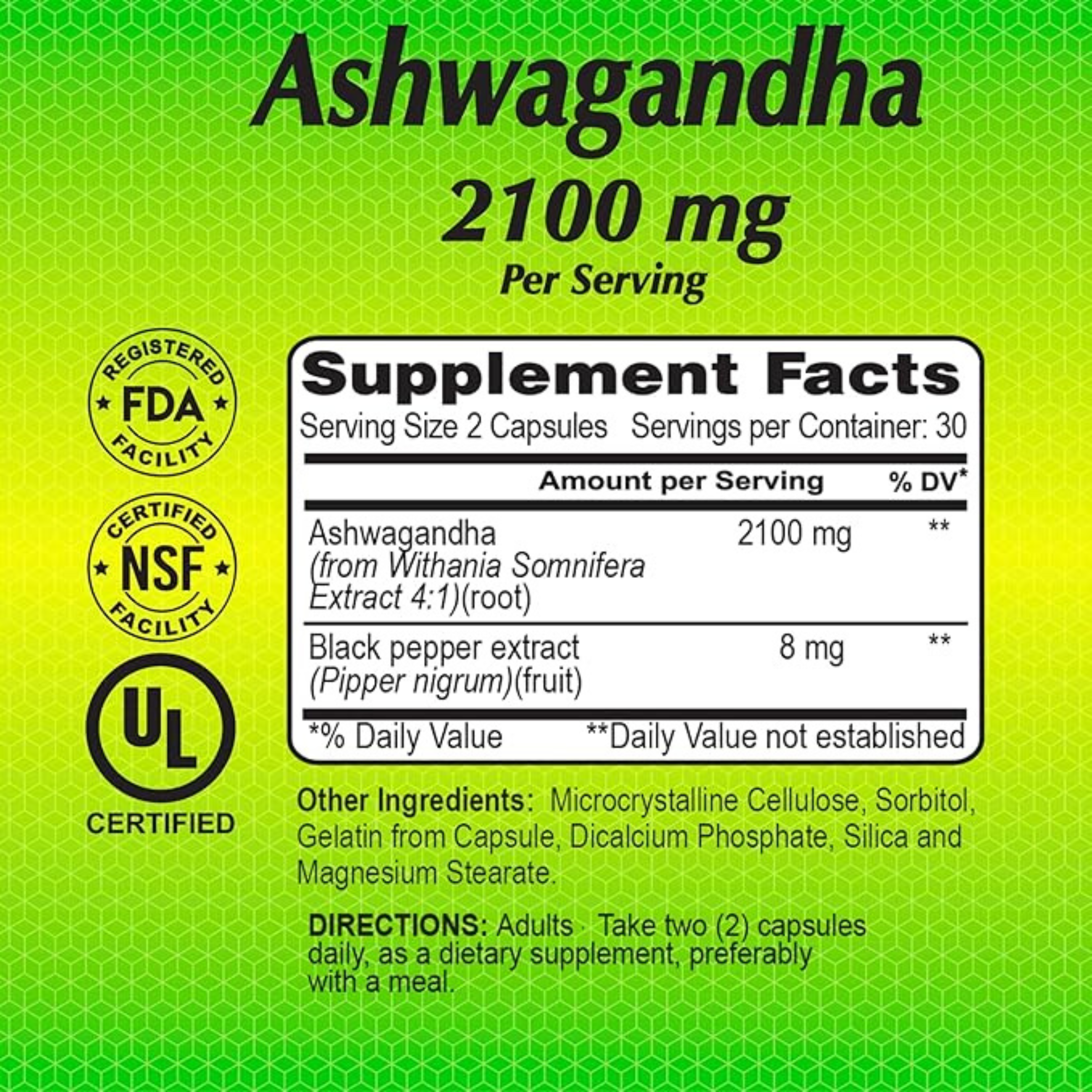 Alfa Vitamins Ashwagandha 2100 Mg 60 Cápsulas