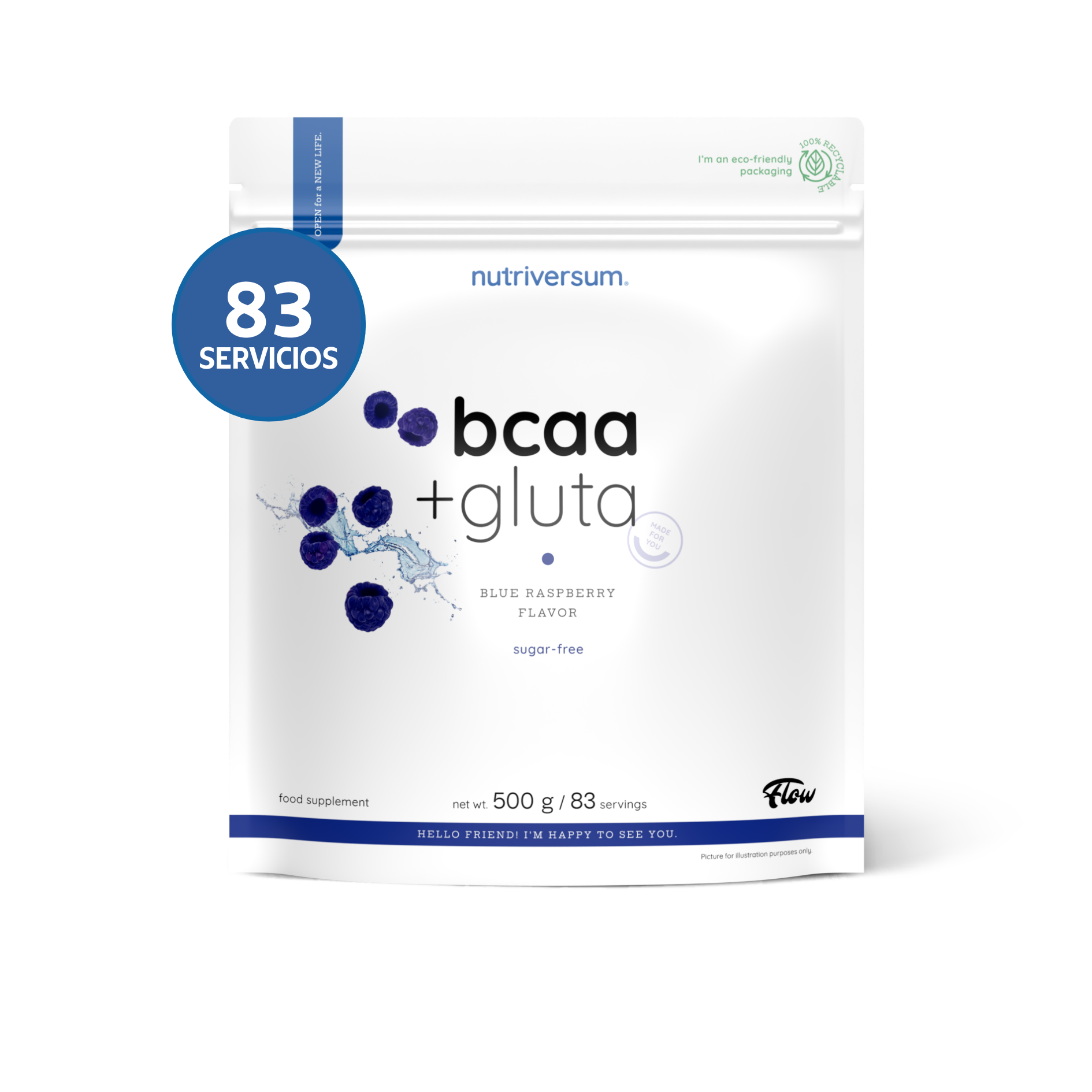 BCAA + Gluta - Nutriversum - 500g / 83 Servicios