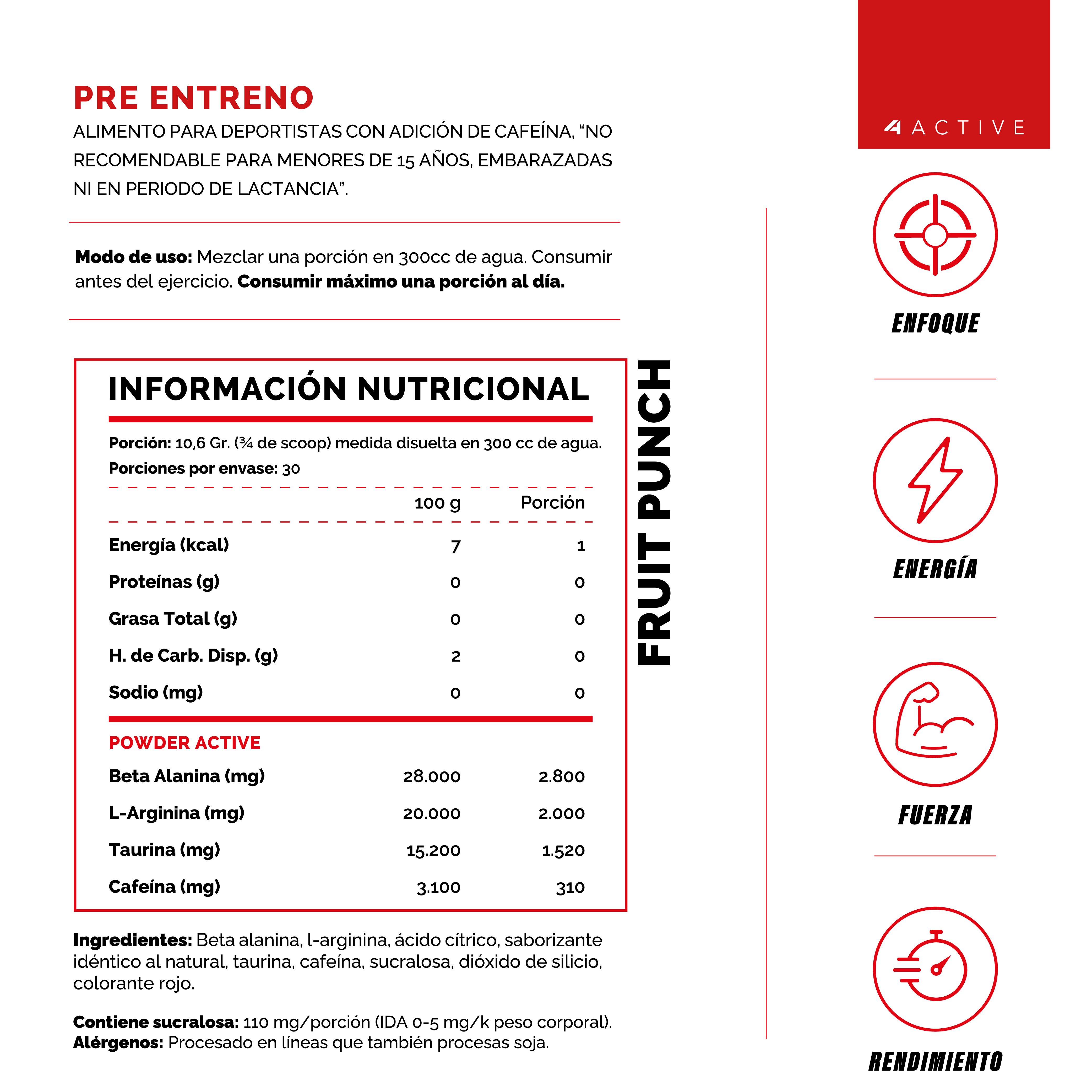 Pre Workout 4active Beast 30 Servicios