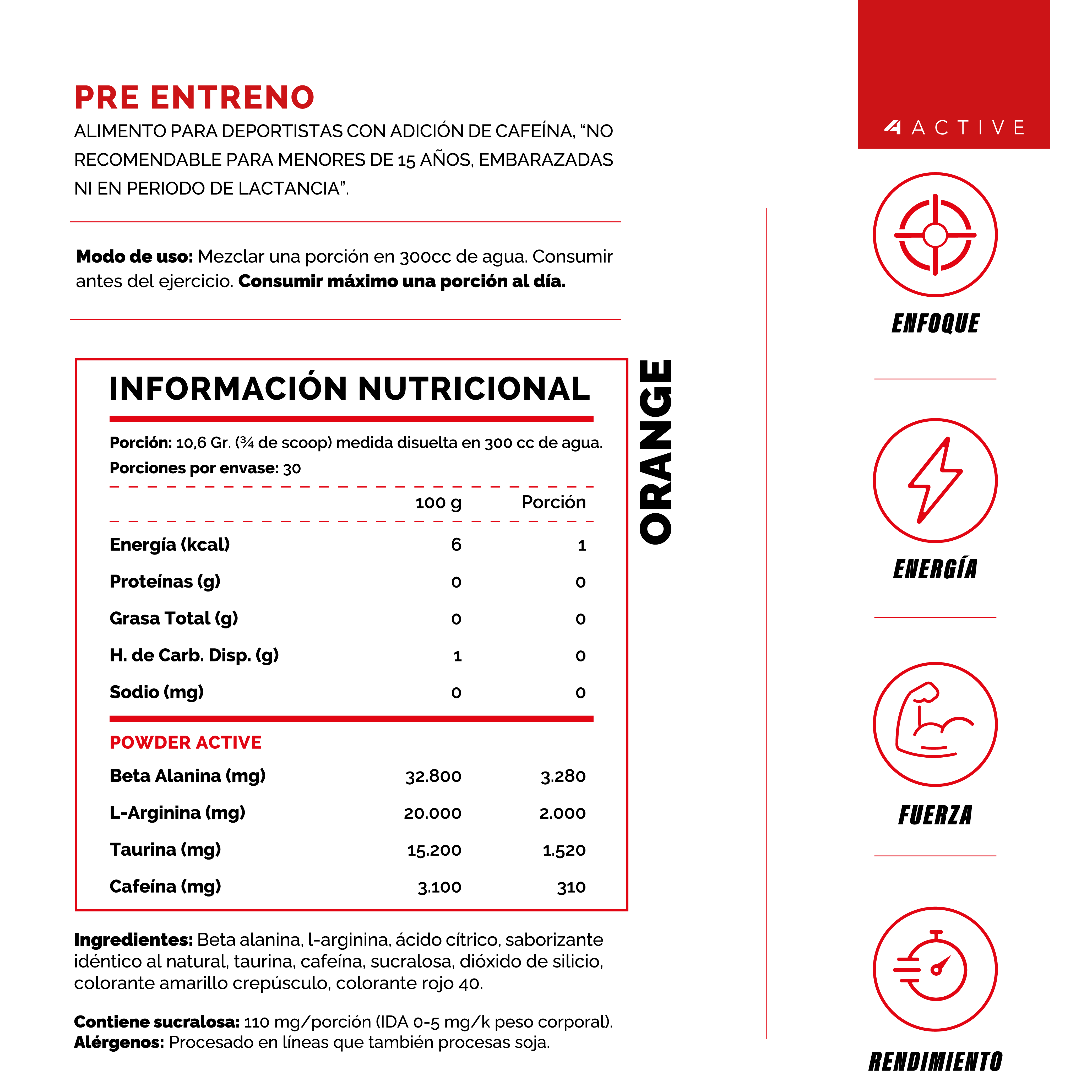 Pre Workout 4active Beast 30 Servicios