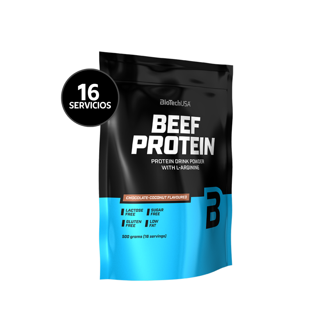 BioTechUSA Beef Protein 500 g | 16 Servicios · Proteína Hidrolizada de Carne · Con L-Arginina