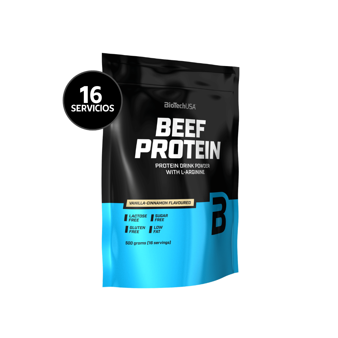 BioTechUSA Beef Protein 500 g | 16 Servicios · Proteína Hidrolizada de Carne · Con L-Arginina