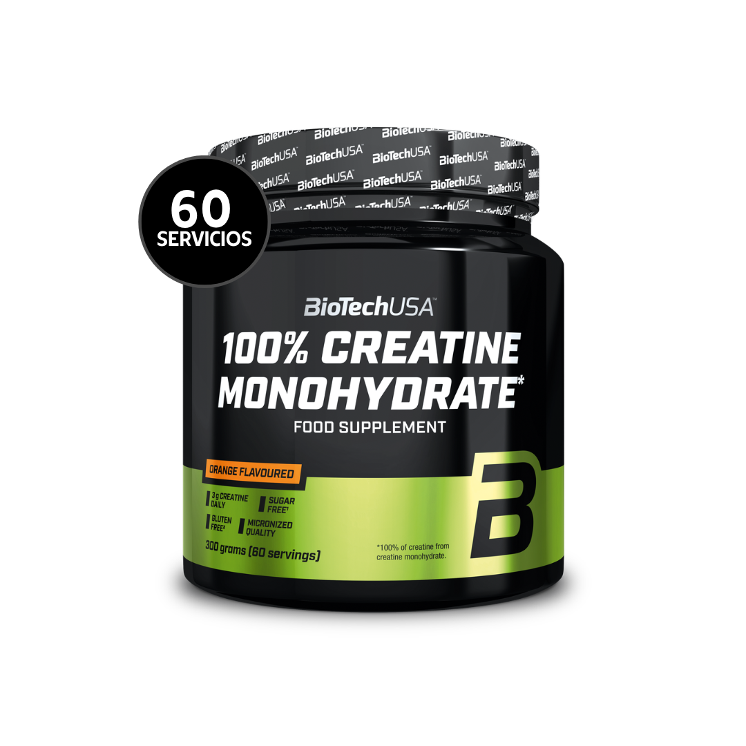 BioTechUSA Creatina Monohidratada 100% Pura Sabores 300 g | 60 Servicios · 3g por Toma · Fuerza