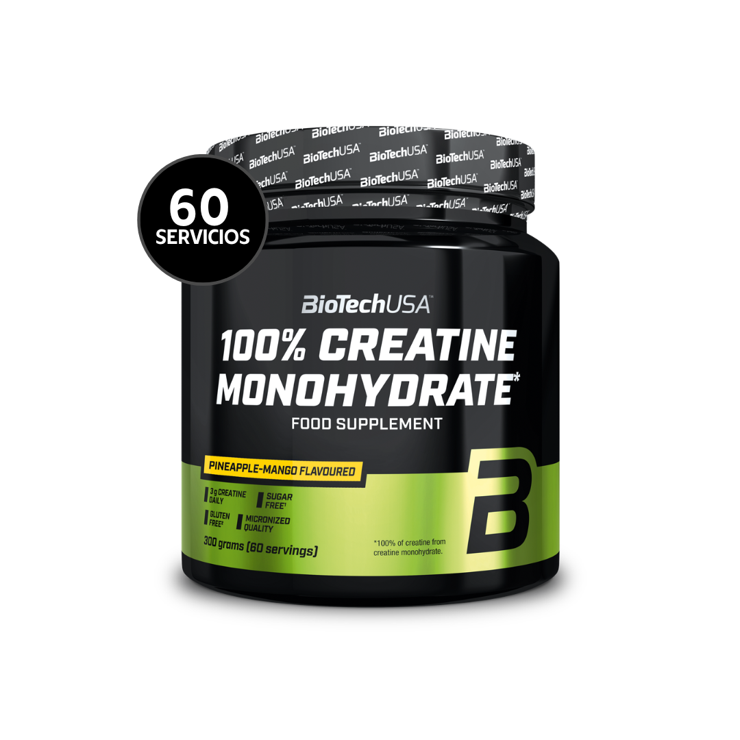 BioTechUSA Creatina Monohidratada 100% Pura Sabores 300 g | 60 Servicios · 3g por Toma · Fuerza