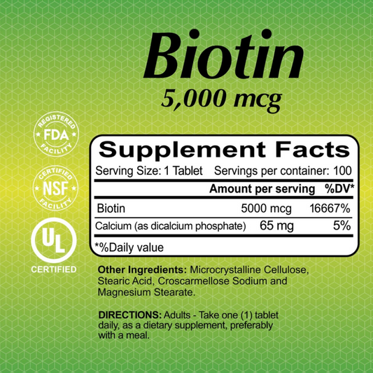 Alfa Vitamins Biotin 5,000 Mcg 100 Tabletas