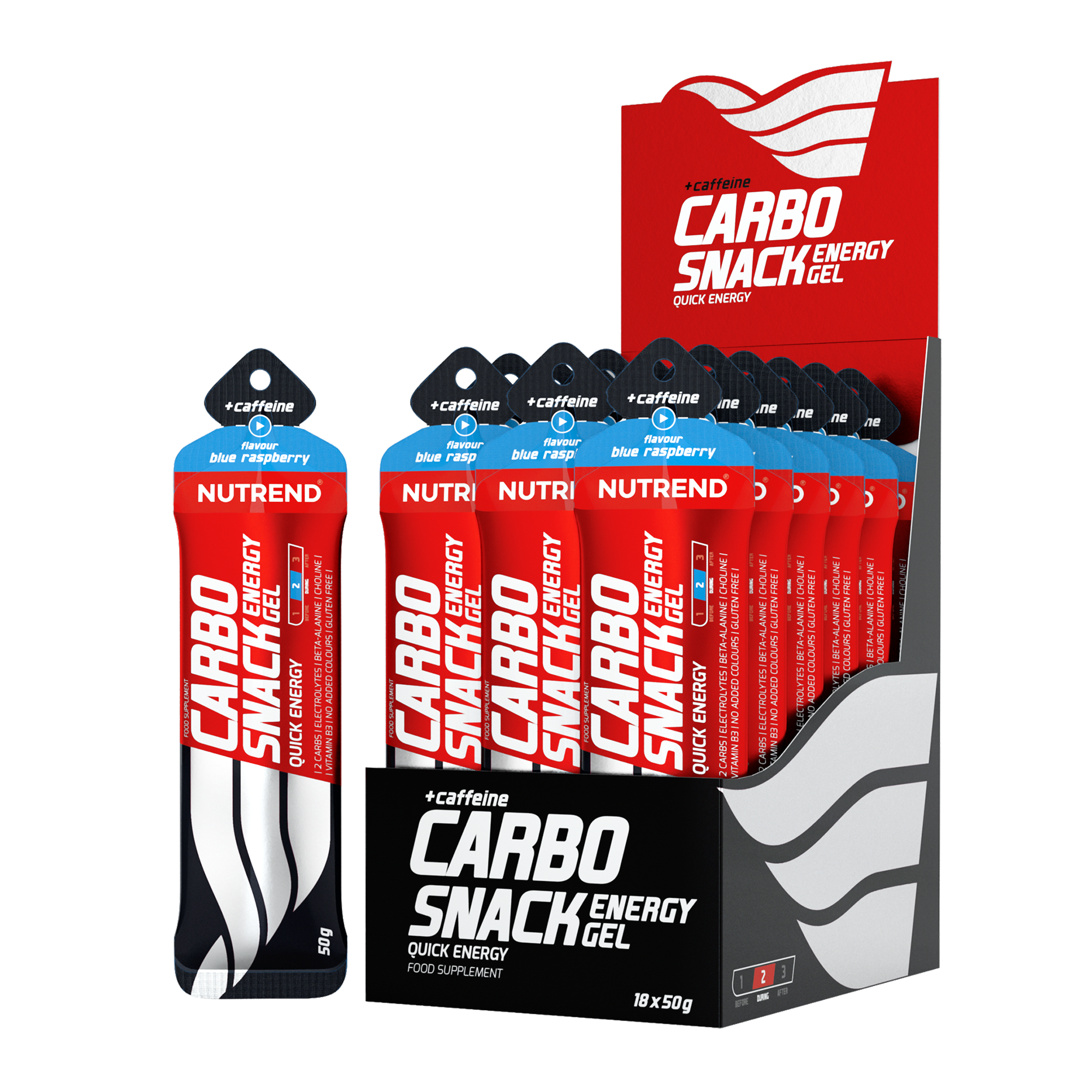 Nutrend Carbosnack Gel Energético con Cafeína Caja 18 | Energía y Enfoque