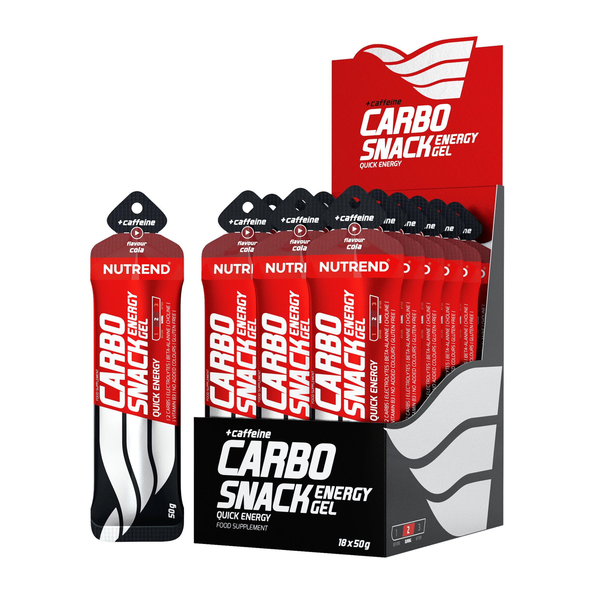 Nutrend Carbosnack Gel Energético con Cafeína Caja 18 | Energía y Enfoque