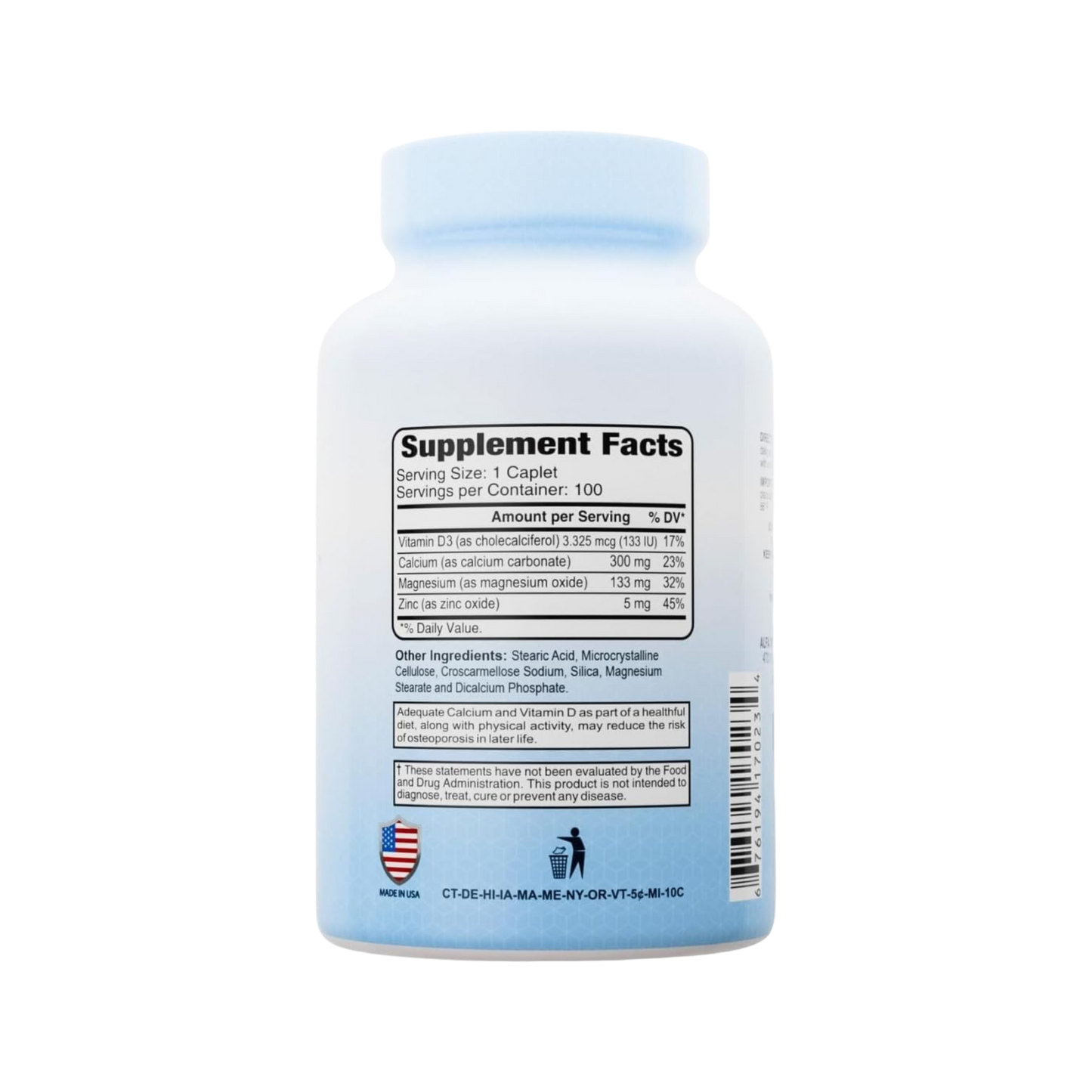 Alfa Vitamins Calcium Magnesium Zinc Plus Vitamin D 100 Tabs