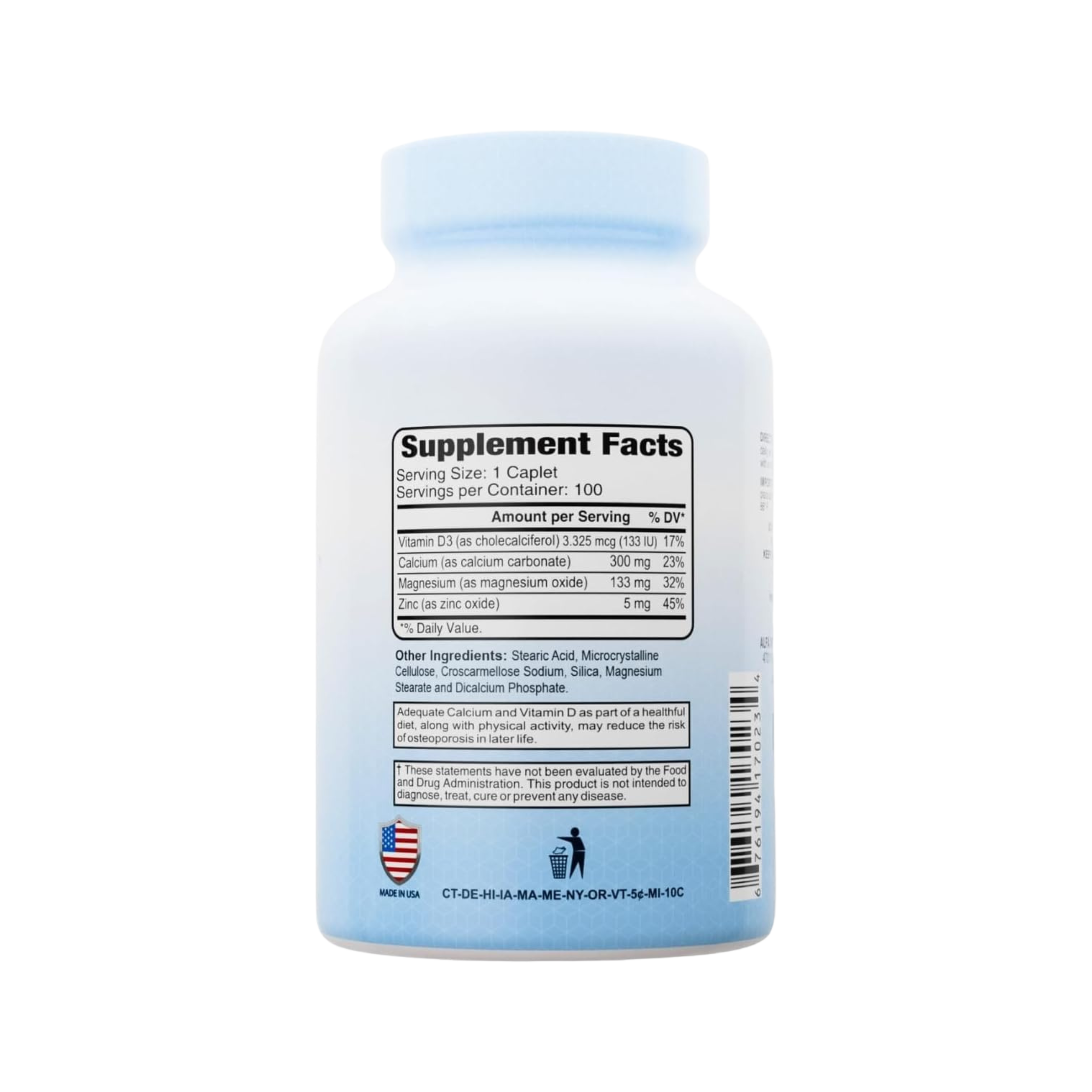 Alfa Vitamins Calcium Magnesium Zinc Plus Vitamin D 100 Tabs