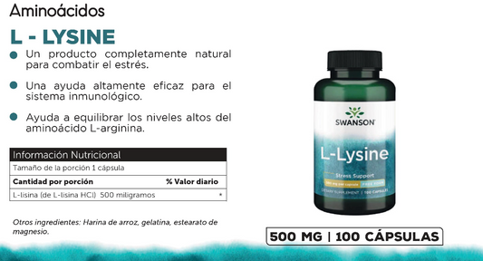 Swanson L-lysine - Free Form 500 Mg - 100 Caps