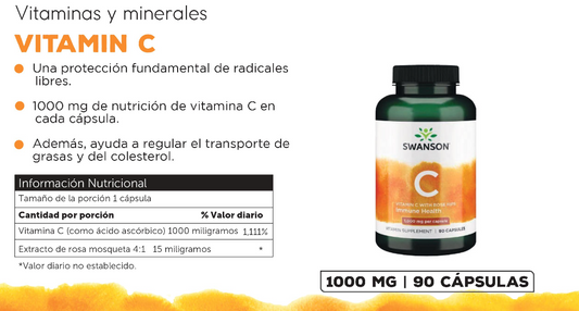 Vitamin C With Rose Hips 1.000 Mg - 90 Caps