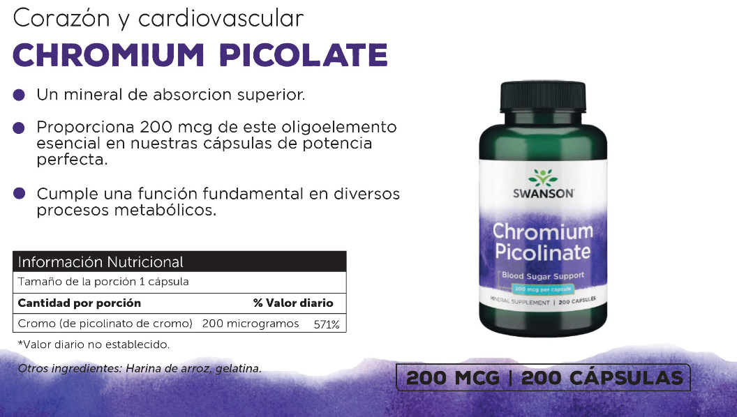 Swanson Chromium Picolinate 200mcg 200 Caps