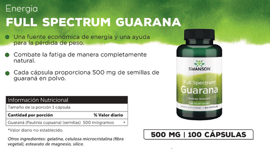 Swanson Full Spectrum Guaraná 500 mg 100 Caps
