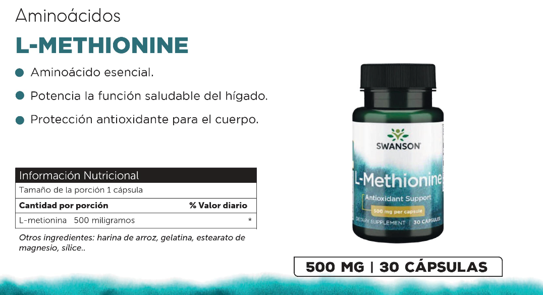 Swanson L-methionine 500 Mg 30 Cápsulas