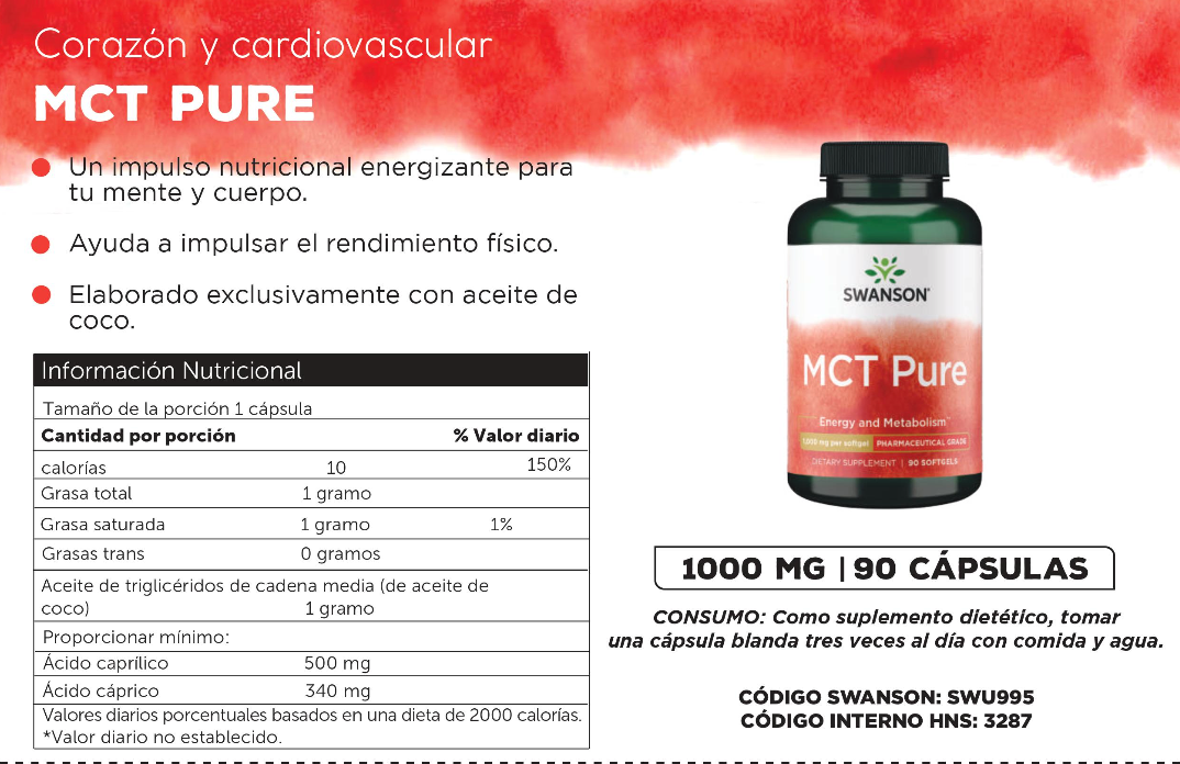 Swanson Mct Pure - Pharmaceutical Grade 1.000mg 90 Sgels