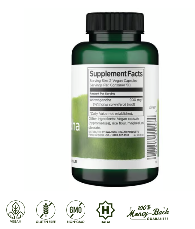Ashwagandha Swanson 450mg 100 Capsulas Full spectrum