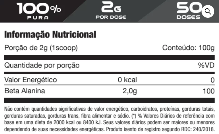 100% Beta Alanina Xpro Nutrition 100 gramos