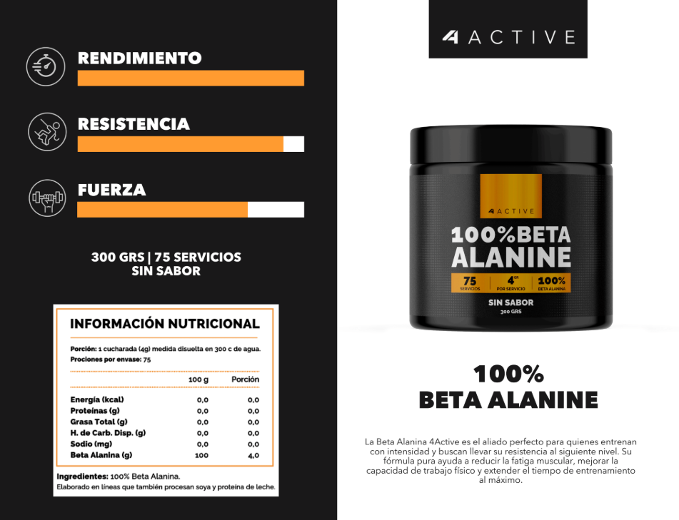 100% Beta alanine 4active 300 gramos