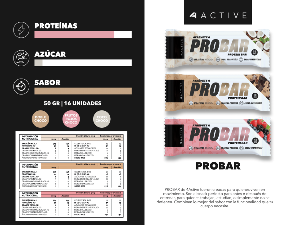 4active Probar Protein Bar 50G Caja 16 Unidades