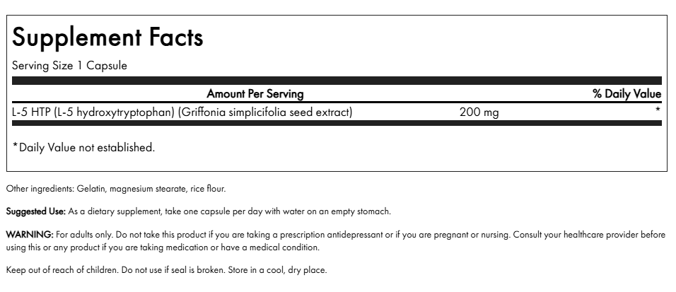 5-HTP Sleep Support Swanson 200 mg 60 capsulas