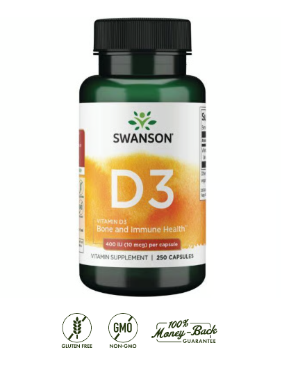 Vitamina D3 400 iu Swanson 250 Cápsulas