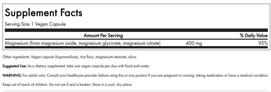 Triple Magnesium Complex Swanson 400 mg 100 Capsulas