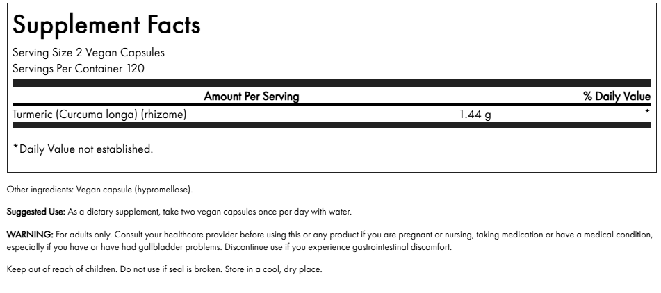 Turmeric Swanson 720 mg 240 Vegan Cápsulas