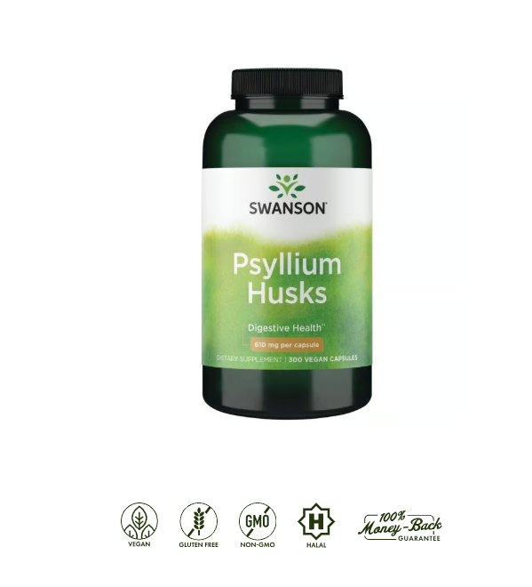Psyllium Husks Swanson 610 mg 300 Capsulas