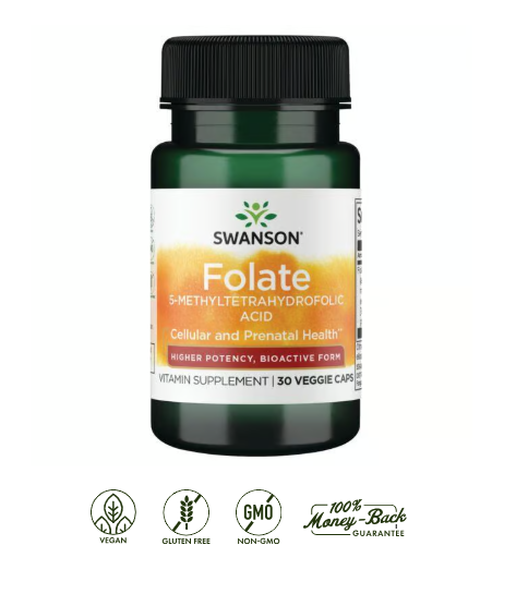 Folate 5-Methyltetrahydrofolic Swanson 30 Capsulas