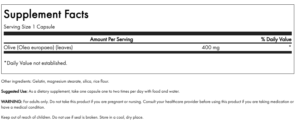 Olive Leaf Swanson 400 mg 60 capsulas