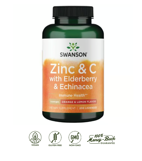 Zinc & C with Elderberry & Echinacia Swanson 60 pastillas