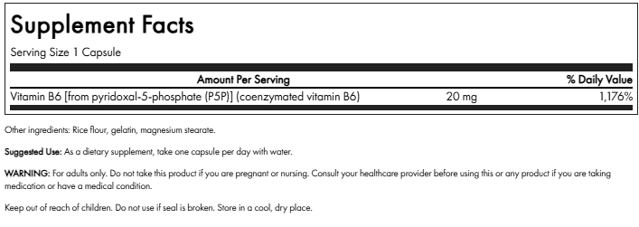 P-5-P (Pyridoxal-5-Phosphate) Swanson 40 mg 60 capsulas