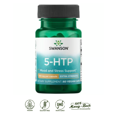 Swanson 5-HTP Máxima Potencia 100 mg | 60 Cápsulas · Serotonina y Sueño