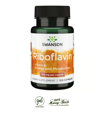 Riboflavin Vitamin B2 Swanson 100 mg 100 Cápsulas