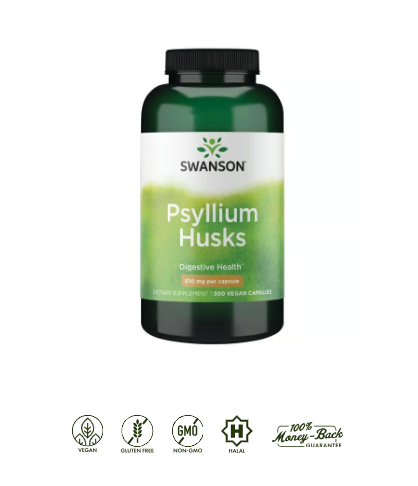 Psyllium Husks Swanson 610 mg 100 Capsulas
